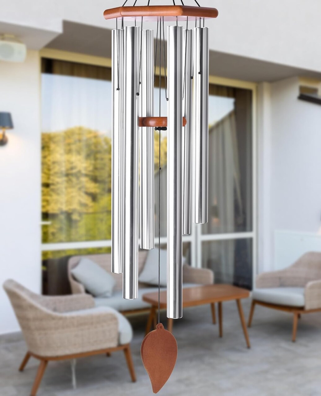 Sympathy Wind Chimes for Outside Deep Tone, Memorial Loss of a Loved, Large Wind Chimes with 6 Thicken Tubes & Hook, Outdoor Gifts Mother, Garden Decor (45IN Silver)